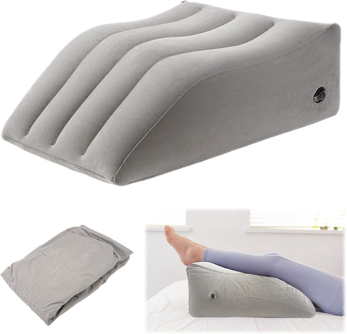 65 x 50 x 25 cm Inflatable Wedge Pillow Portability Cushion Leg Rest Comfort Elevate Tired Legs Wedge Support Pillow for Legs, Improve Blood Circulation and Improve Sleep