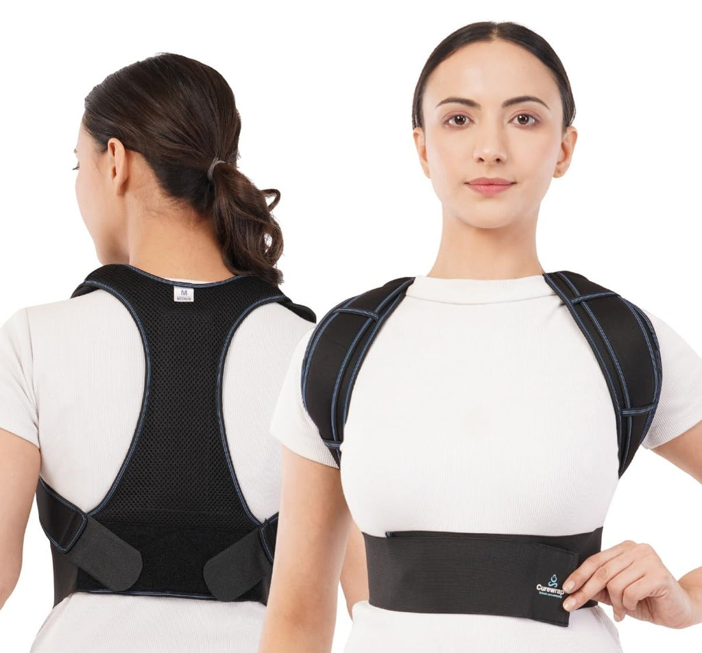CUREWRAP Premium Posture Corrector Belt for Men & Women (Medium 34"-40") | Adjustable Back Support Brace for Spine, Shoulder, Neck & Upper Back Pain Relief | Breathable, Lightweight & Comfortable Design