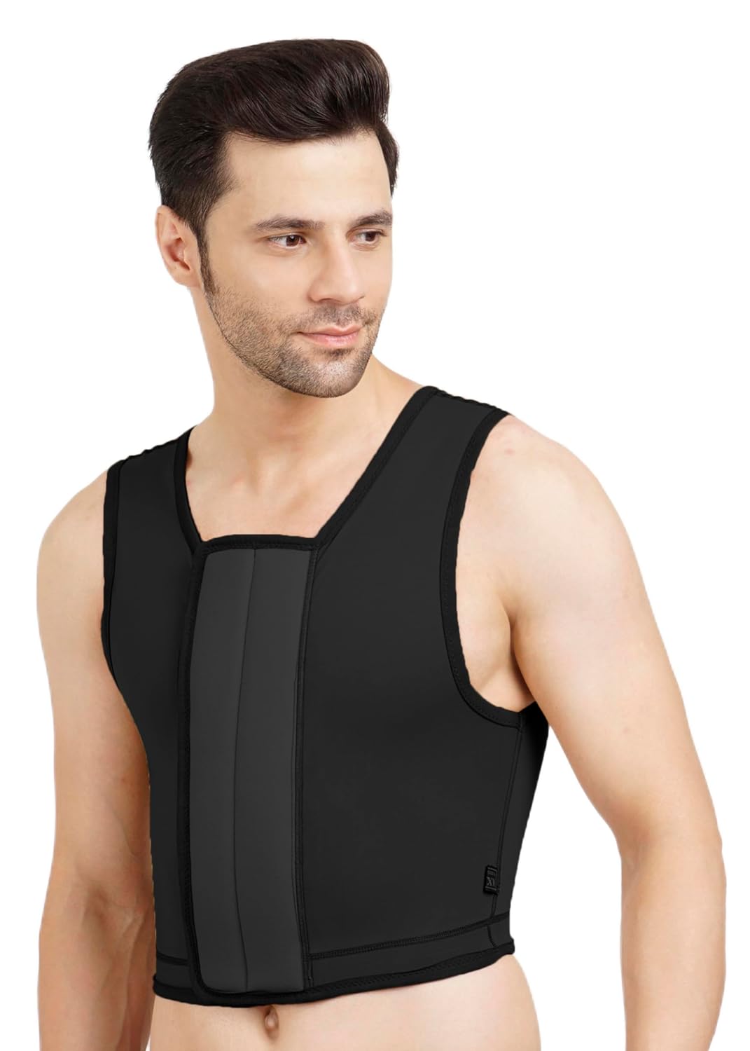 Gynecomastia Short Vest || MODERATE COMPRESSION || Velcro Closure || Chest Shapewear || Comfortable for Men || Tomboy Chest Binder || Shapewear for Post-Surgery |