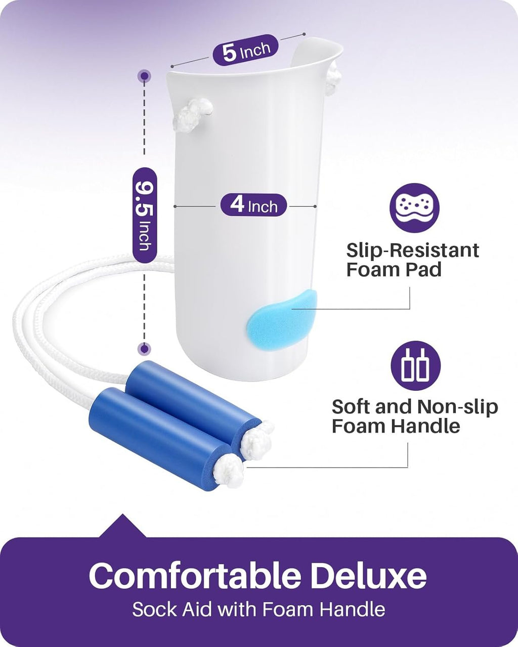 KEKOY Sock Aid for Putting on Socks, 4" Foot Width, No Bending