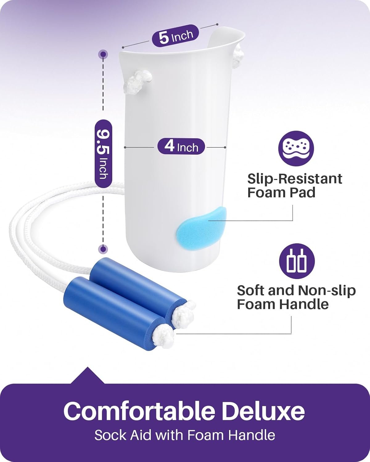 KEKOY Sock Aid for Putting on Socks, 4" Foot Width, No Bending