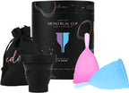 Edicare, Menstrual Cup, Includes Two Cups, 1 Sterilizer and a Carry Bag, Medical Grade Silicone, Soft, Reusable and Washable 100% Safe (L - Special Edition)