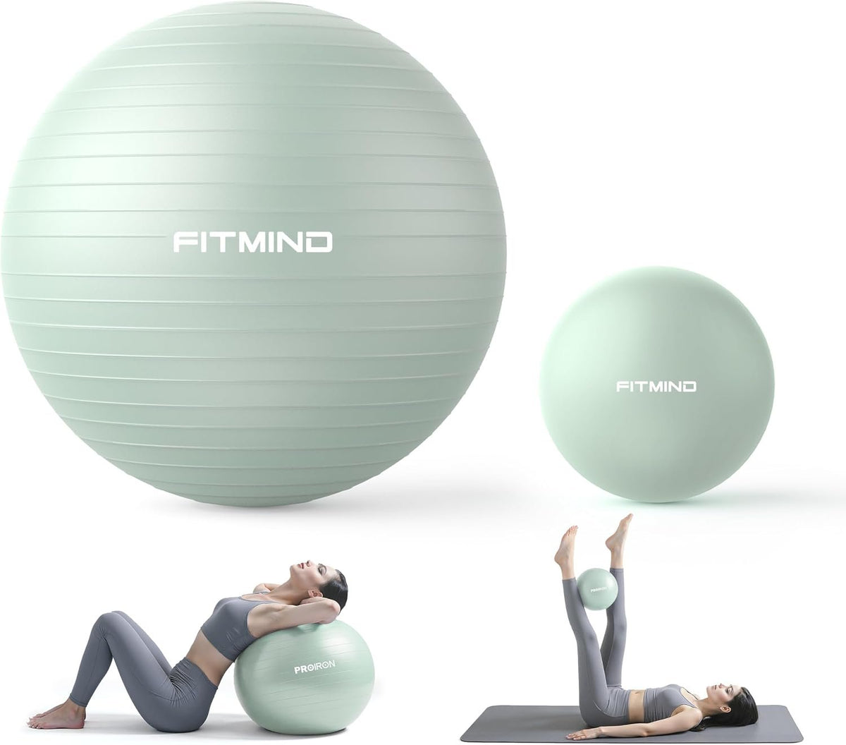 Exercise Balls Set 22-30 Inch & 9 Inch, Small Pilates Ball with Pump, Pregnancy Ball for Women, Yoga Balls for Exercise, Small Exercise Ball for Between Knees, Stability, Physio