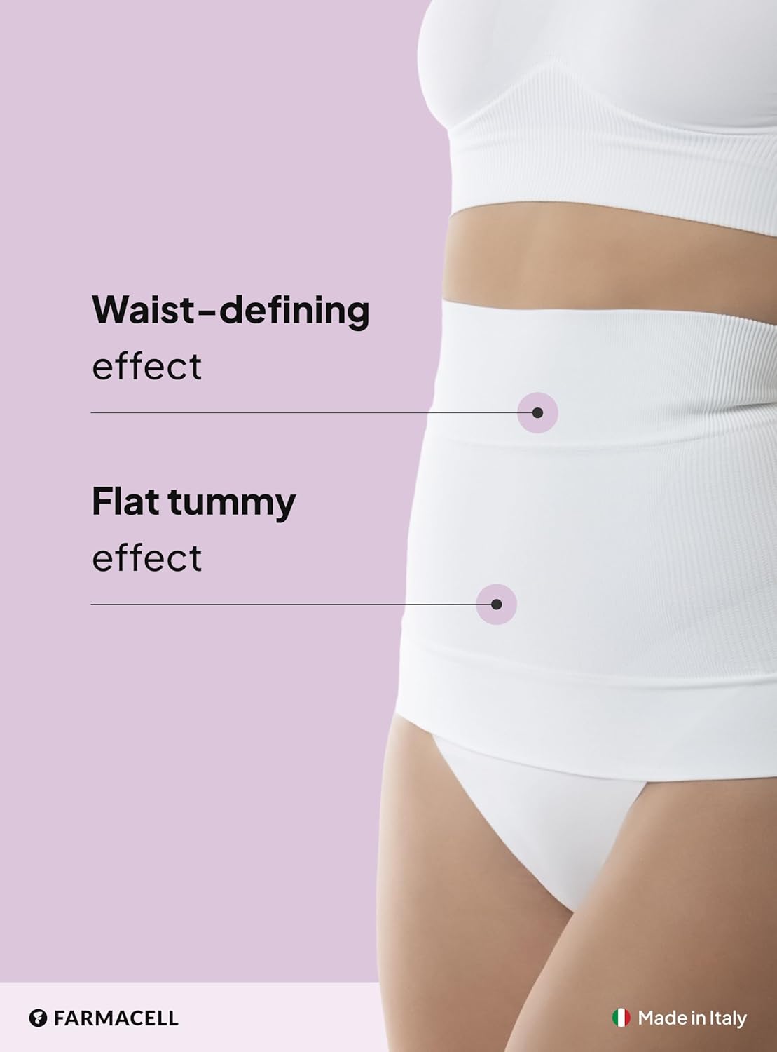 Farmacell Waist Cincher for Women, Tummy Control Seamless Shapewear, Made in Italy, 605