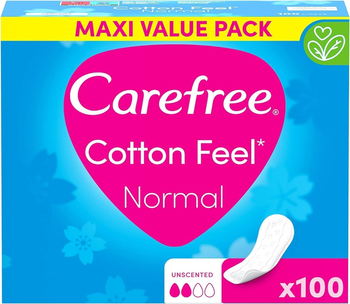 Carefree Panty Liners Fragrance-Free Breathable 100 pieces