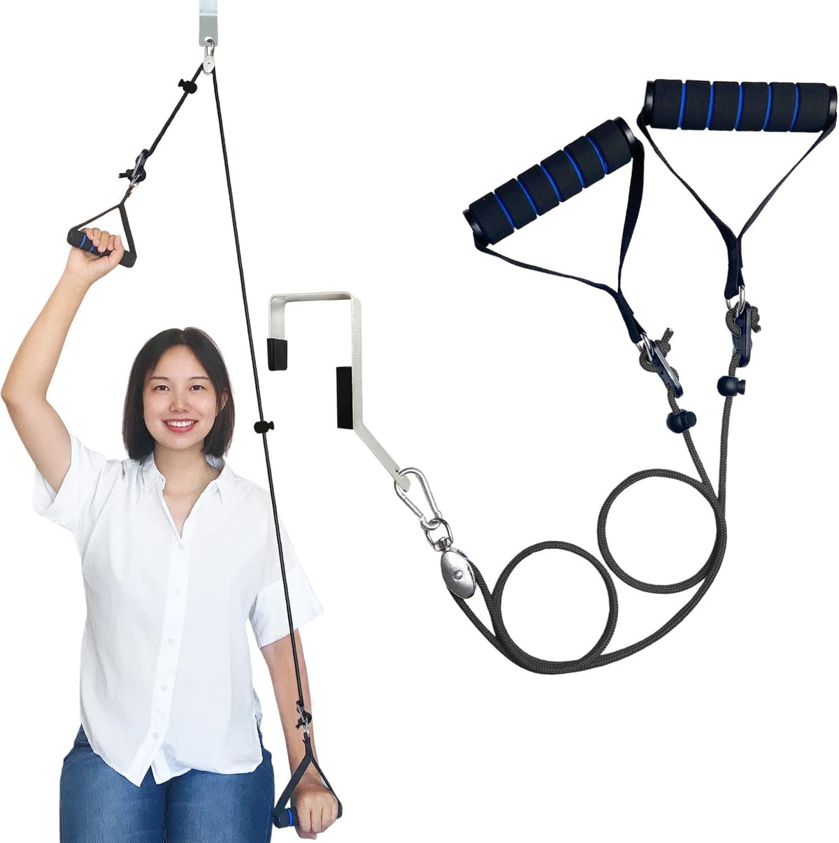 Shoulder Pulley for Physical Therapy, Pulleys for Shoulder Rehab Over Door, Shoulder Pulley Over The Door Physical Therapy, Door Pulleys For Physical Therapy, Arm Pulley, Over The Door Pulleys - Black
