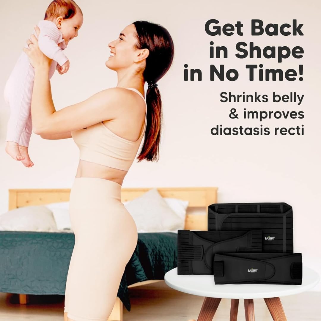 Postpartum Belly Belt for Women - 3 in 1 Tummy Tucker | Waist, Pelvis & Back Support | Fat Slimming Shapewear After Delivery & C-Section | Adjustable Fit 30-46” (Made in India)