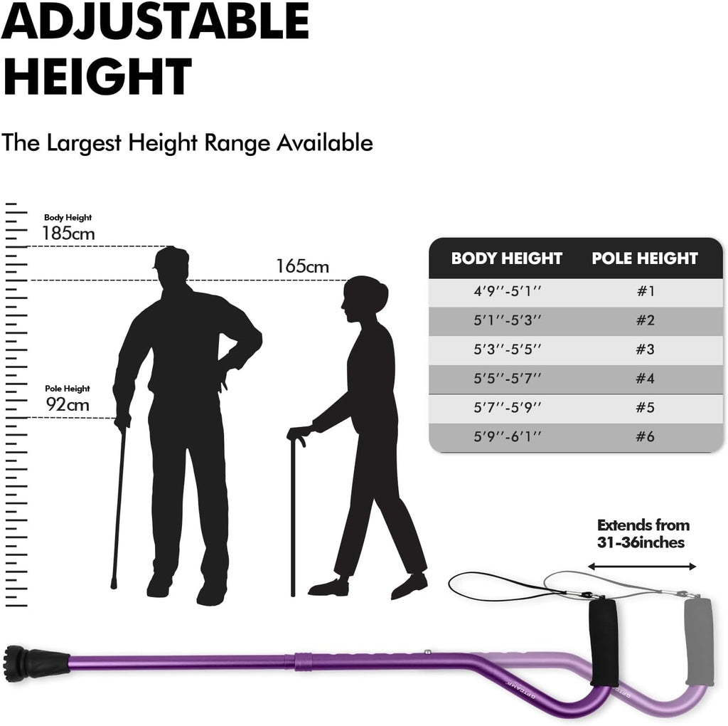 GPTCAMP Offset Walking Cane for Men & Women with Anti-Slip Tip