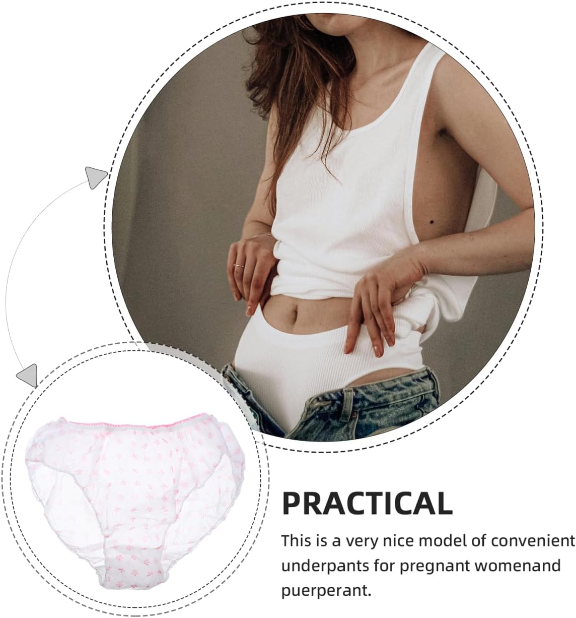 SHERCHPRY 7 Pieces Disposable Panties Postpartum Size L Lightweight Breathable Elastic Non-Woven Maternity Underwear for Women in Travel and Postpartum