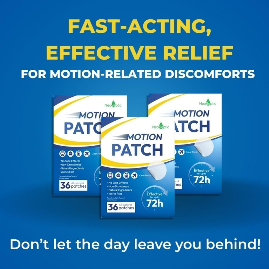Motion Patch - Effective for Up to 72 Hours - No Side Effects - Non-Drowsiness Natural Ingredients for Motion Sickness (36 Count)