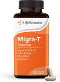 LifeSeasons Migra-T Tension Ease – Headache & Migraine Support Supplement with Feverfew, White Willow, Magnesium, CoQ10 & Ginger – Tension, Light Sensitivity & Nervous System Balance - 60 Capsules