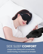 MZOO Luxury Sleep Mask for Women Men Patented Light Blocking Design | Zero Eye Pressure, 3D Contoured Sleeping Mask for Side Sleeper, Breathable, Adjustable, for Travel, Black