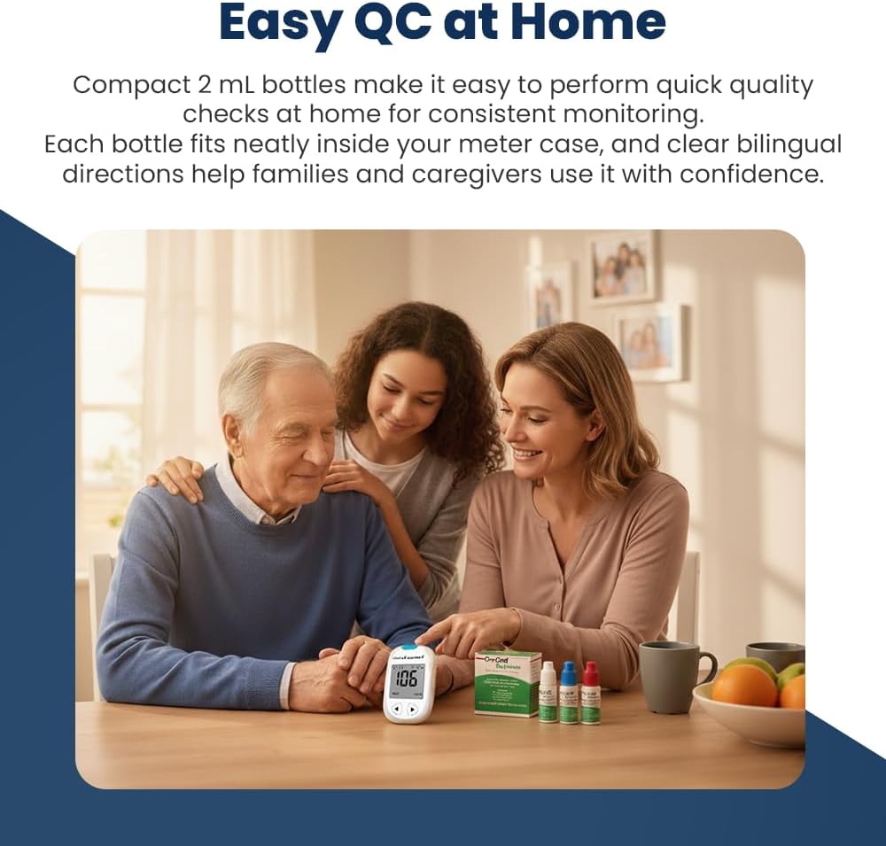 Glucose Control Solution Kit by On Call Express, Level 0, 1 & 2 for Blood Glucose Meters and Test Strips, Accuracy Check & Calibration Verification, 3-Pack Bottles, 2mL Each