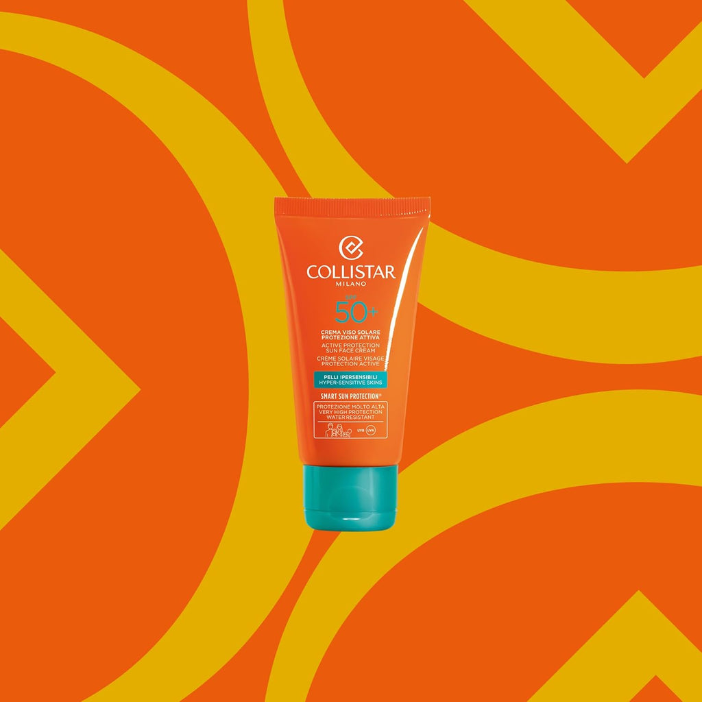 Collistar Sun Cream Face Protection SPF 50+, Prevents Wrinkles and Spots, Also Ideal for Neckline, Hands and Chest 50ml