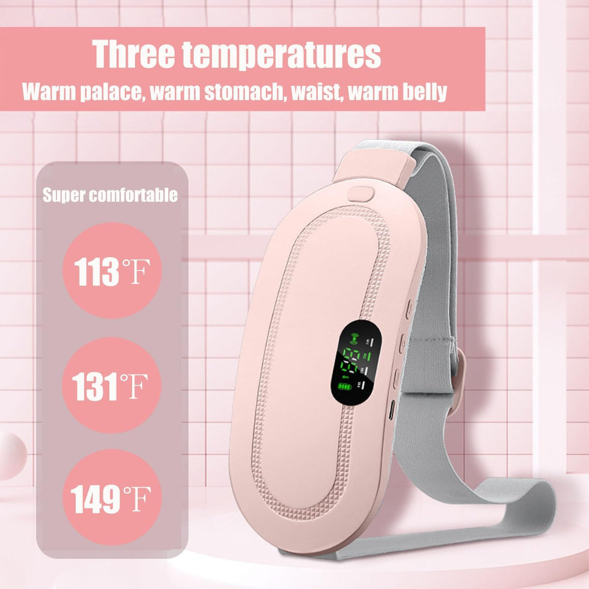 Heating Pad for Period Cramps, Three-Speed Adjustment?Portable Cordless Rechargeable Heating Pad for Menstrual Pain Relief Electric Heat Belt,Gifts for Her Women Girl Wife (Pink)