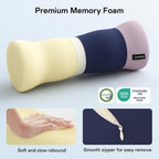 Neck Roll Pillow - Cooling Cover Round Neck Pillow for Sleeping - Memory Foam Cervical Roll Pillow - Ergonomic Bolster Pillow for Neck, Leg, Back, Yoga, Relaxing (Blue Purple)