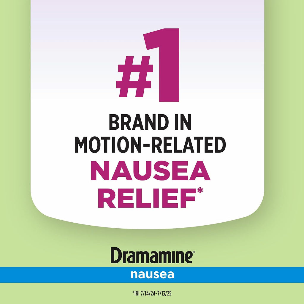 Dramamine Nausea Relief, Raspberry Cream Flavored Chewable, 12 Count