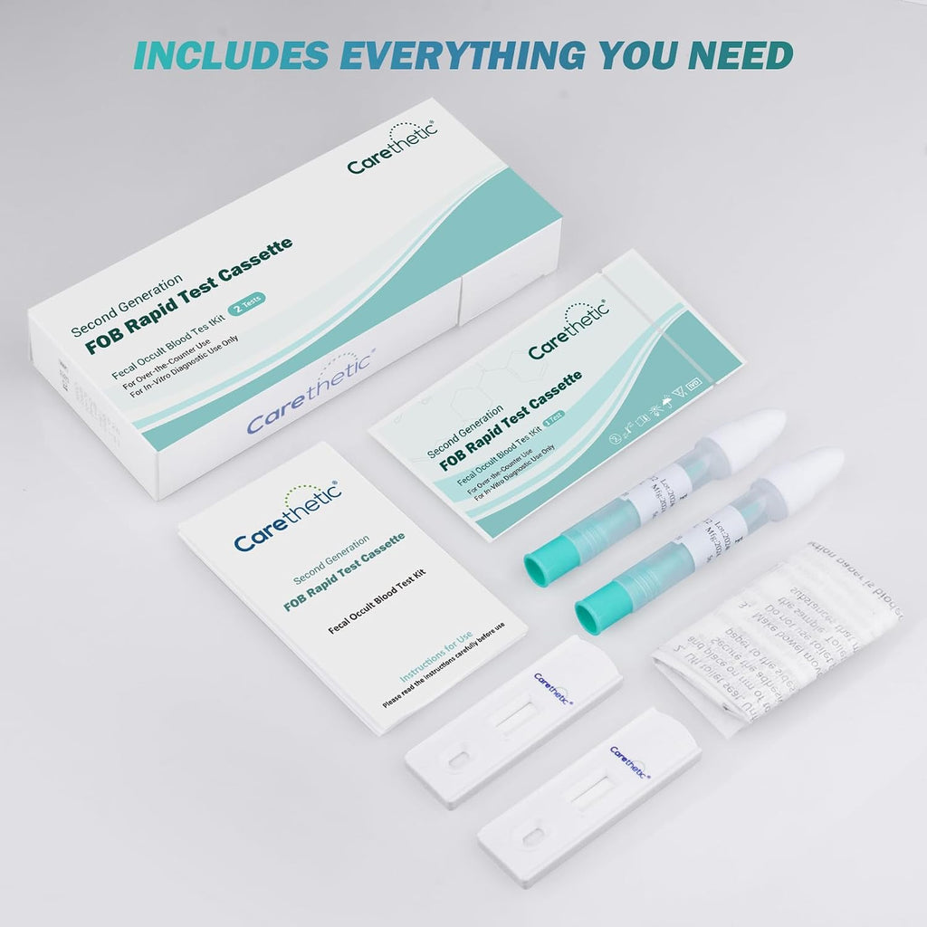 Carethetic Immunochemical Fecal Occult Blood (iFOB) Screening Kit - Easy-to-Use at Home Colorectal Health Test (2 Pack)