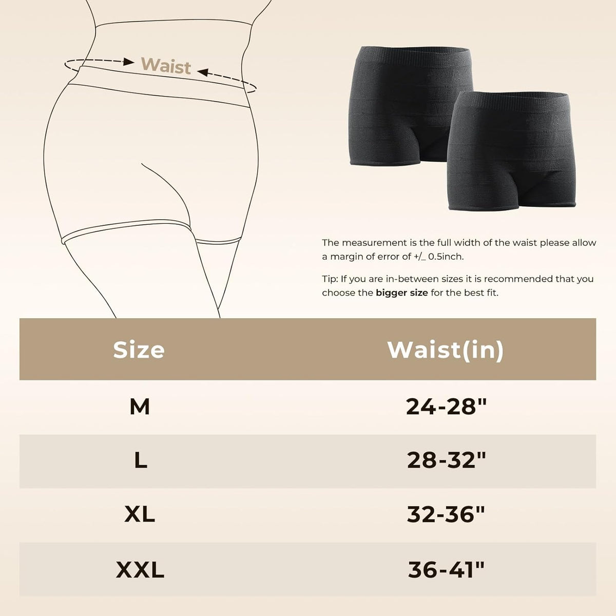 Carer Pack of 4 Disposable Panties Postpartum High Waist Briefs Breathable and Elastic for Pregnancy, Postpartum and Caesarean Section, Black/White, XXL