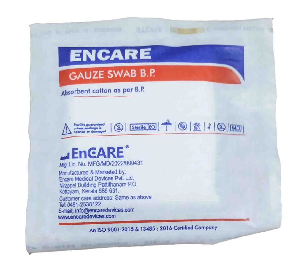Encare Sterile Premium Gauze Pads 5 cm x 5 cm, 12 Ply | Highly Absorbent, 10 Packs (5 Pads Per Pack | Soft & Breathable for effective First Aid & Wound Management