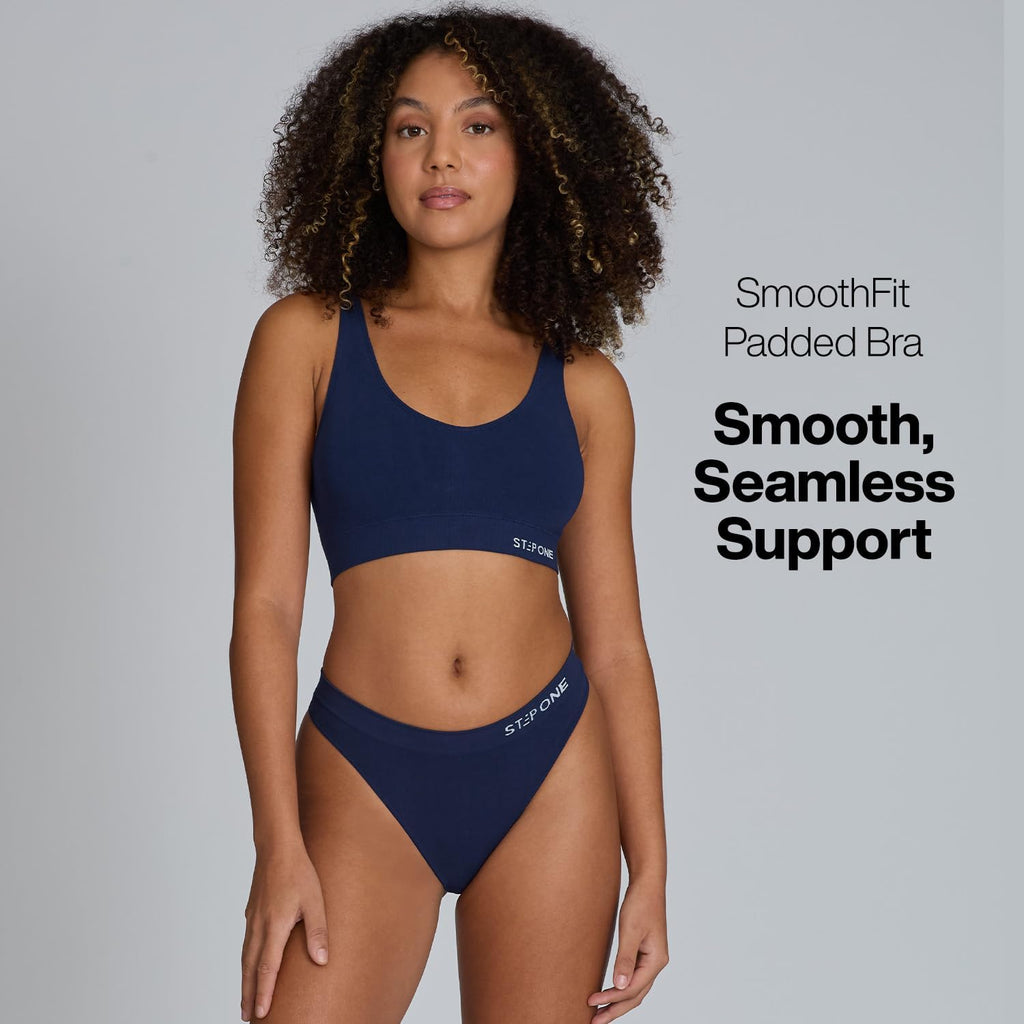 STEP ONE Smoothfit Bra. Ultra-Soft Women's Everyday Bra, Lifts & Supports and Feels Invisible on, Breathable Bamboo Moisture Wicking with Removable Cups