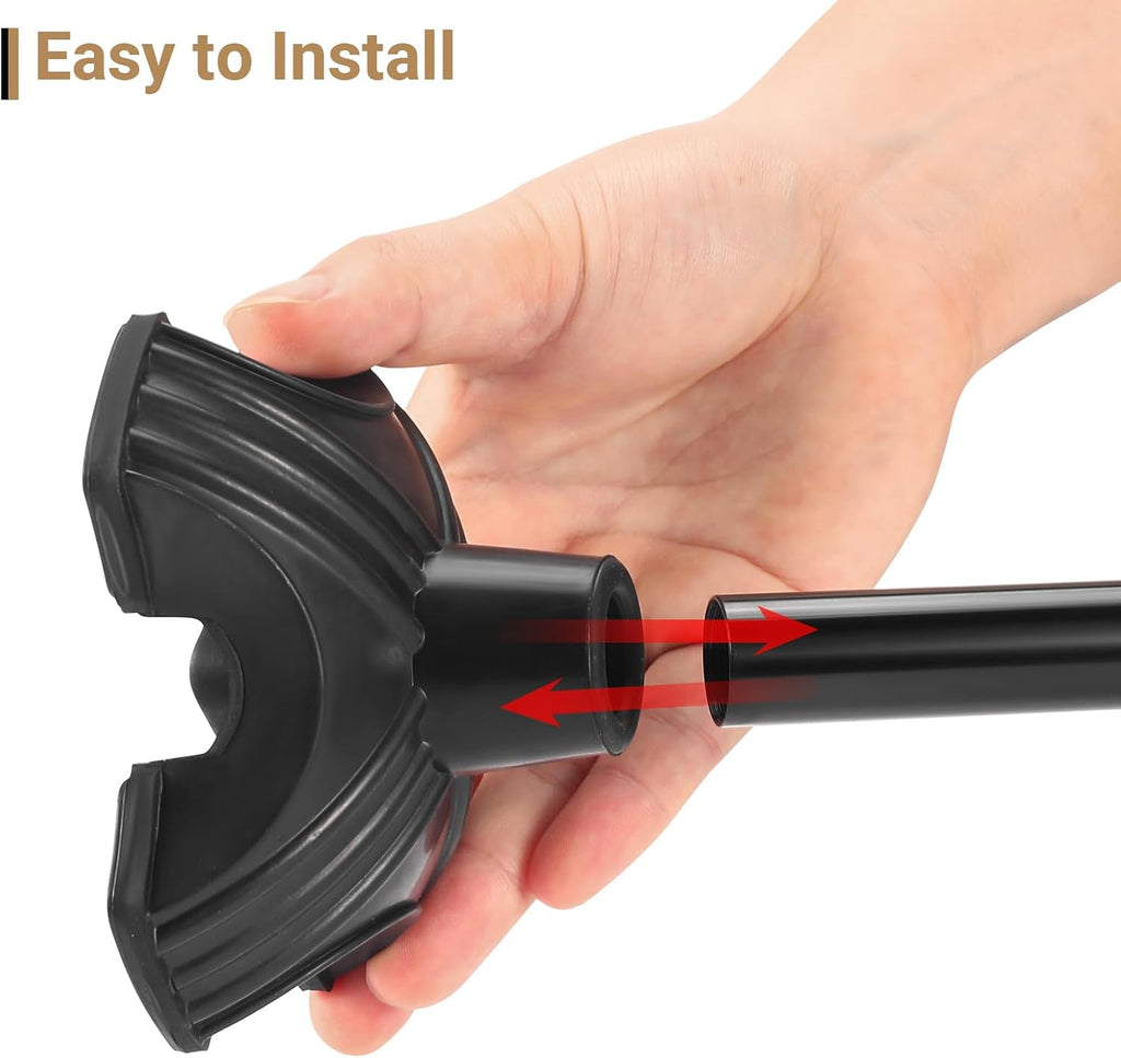 Dotday 2 Pack Cane Tips for Stability, Self Standing Cane Base Replacement | for Most Walking Canes, Walking Sticks, Folding Canes, Non-Slip Rubber Quad Cane Tip, Heavy Duty 4 Prong Rubber Cane Foot Pad
