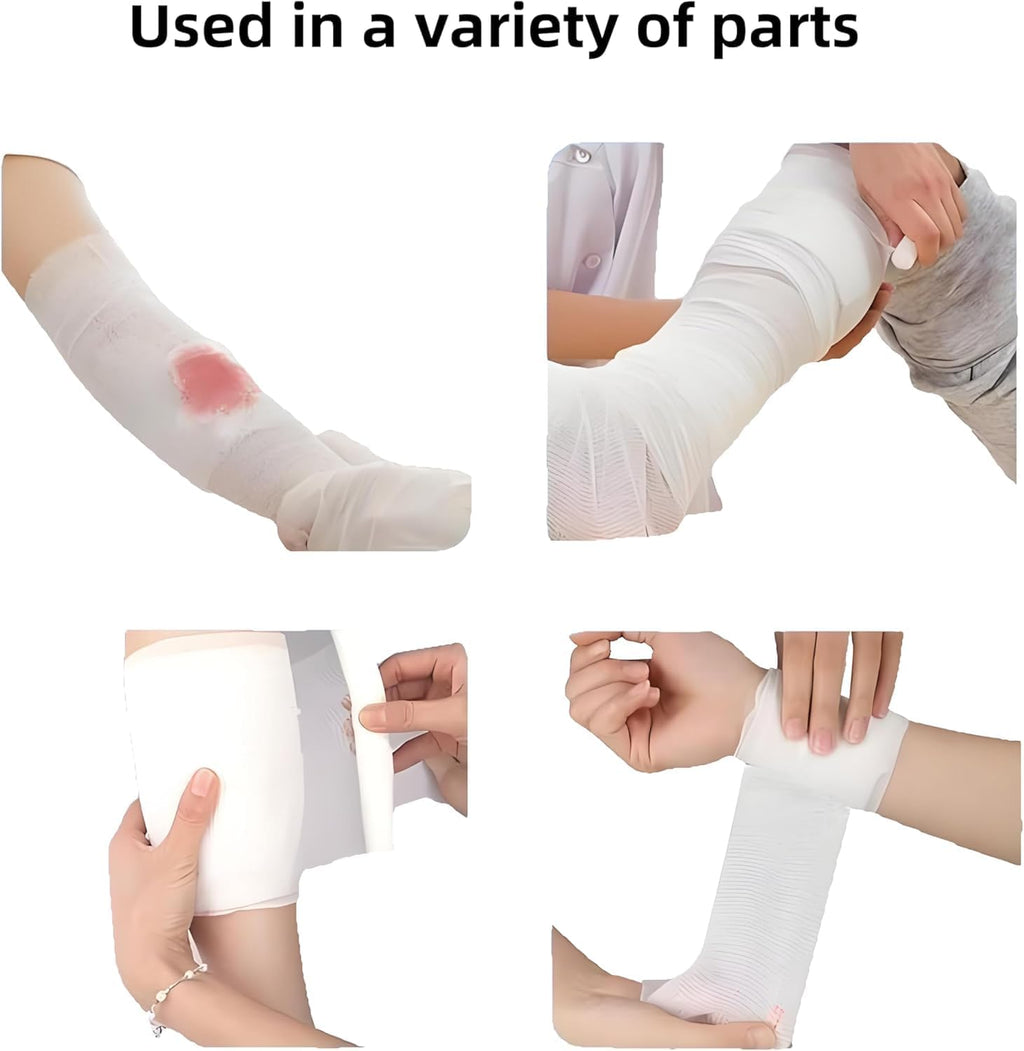 10Pcs Elastic Stretch Gauze Bandage ， 10cm X 4.5m Medical Grade Sterile Gauze, Self-Adherent Pressure Wrap For First Aid, Wound Care, Sports Injuries & Sprains