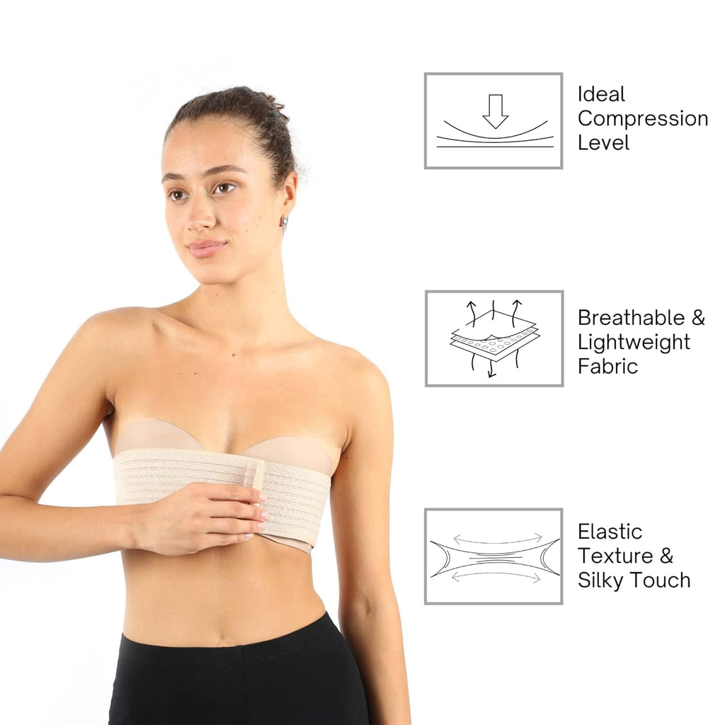 Women Breast Band Reduction Strap With Compression Bandage For Medical Chest Support And Post Surgery Augmentation (Black) [Free SIze]