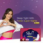 Paree Super Nights XXL 30 Soft Pads|Upto 100% All-Night Leakage Protection|Heavy Flow Champion|4 Wings Wider Back Coverage For No Stains|Sanitary Pads For Women with Disposable Wrapper