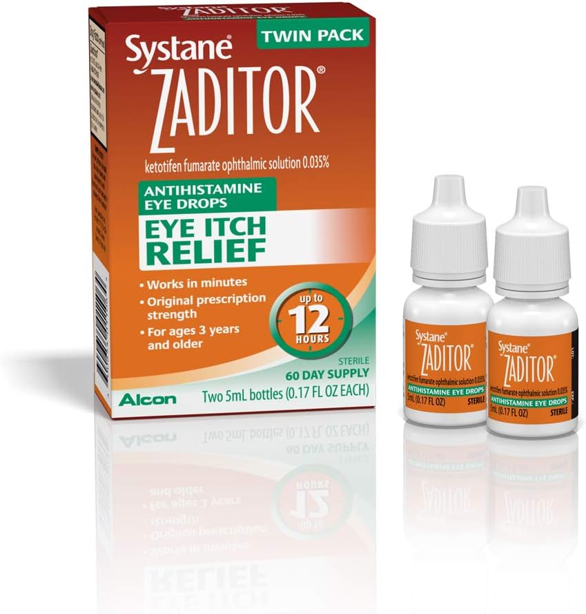 Systane Zaditor Eye Itch Relief Antihistamine Eye Drops, 5 mL, 2 Pack