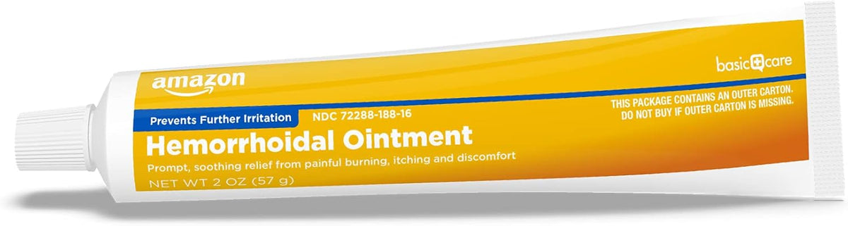 Amazon Basic Care Hemorrhoid Ointment, Fast-Acting Pain Relief, Relieves Burning, Itching, Swelling and Discomfort, 2 ounce (Pack of 1)