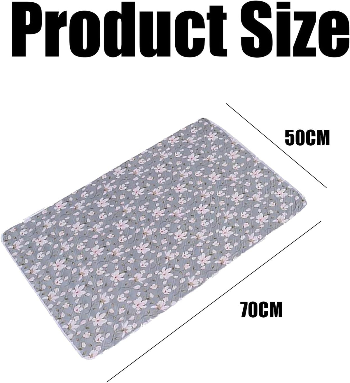2 PCS Incontinence Pads, Waterproof Bed Pad, Incontinence Pads Women, Floral Design Bed Pads, Reusable Washable Waterproof Protection for Adults, Elderly and Hospital Use, 70 X 90 Cm