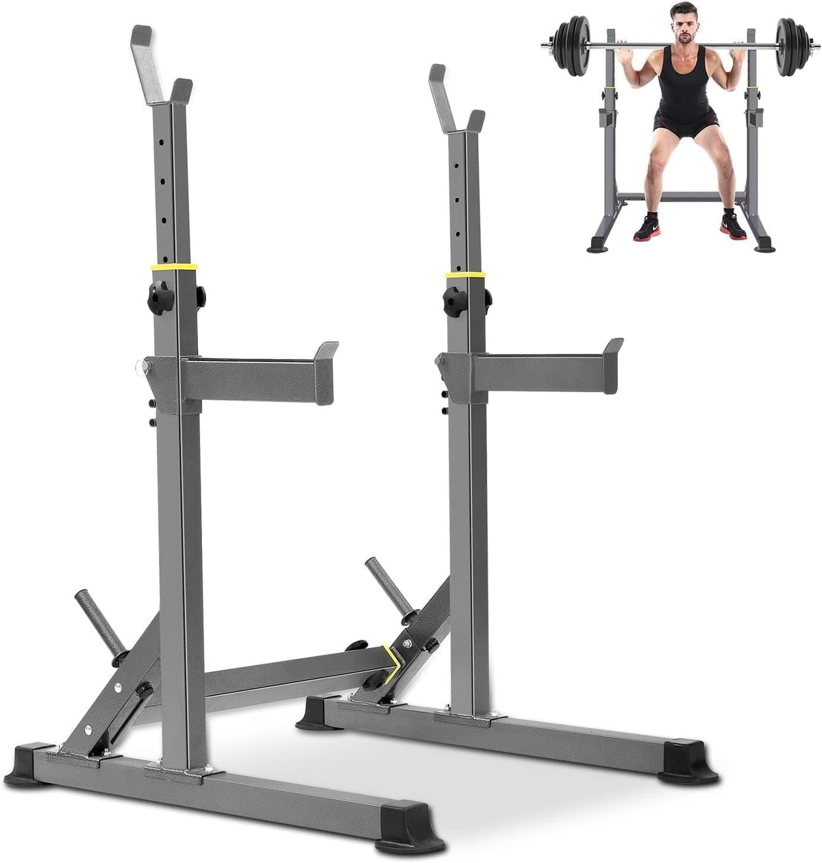 K KiNGKANG Squat Rack, 600lbs Adjustable Barbell Rack for Home Gym