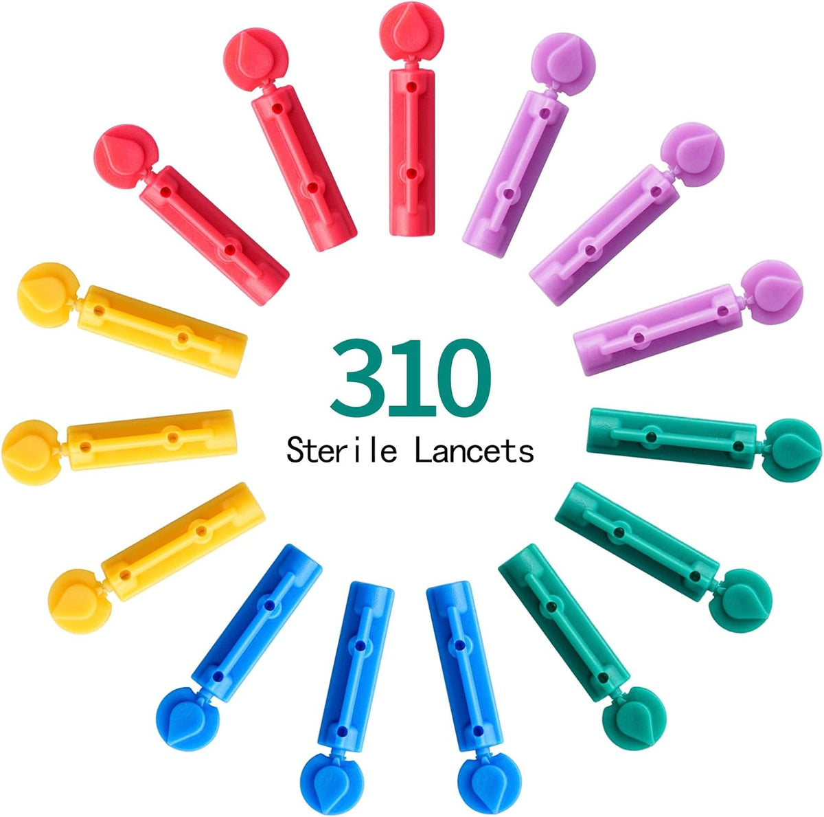 Lancets for Diabetes Testing - 30 Gauge Diabetic Lancets for Blood Testing and Glucose Testing - Fits Most Lancing Devices - 310 Count (Colourful)