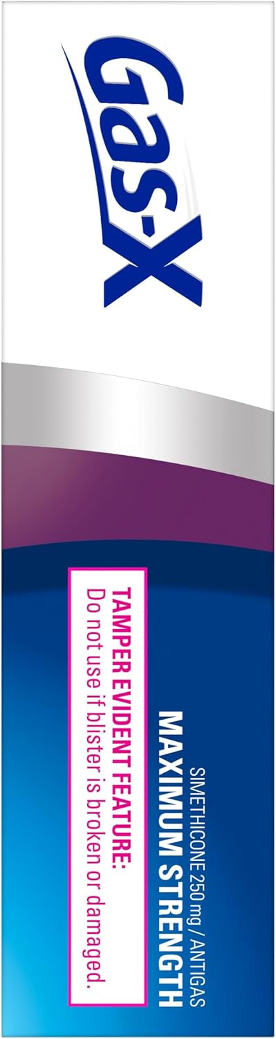 Gas-X Maximum Strength Softgels, Gas Relief, 30 Count | Simethicone 250mg Maximum Strength Chewable Tablets, Fast Gas and Bloating Relief, GLP-1 Support