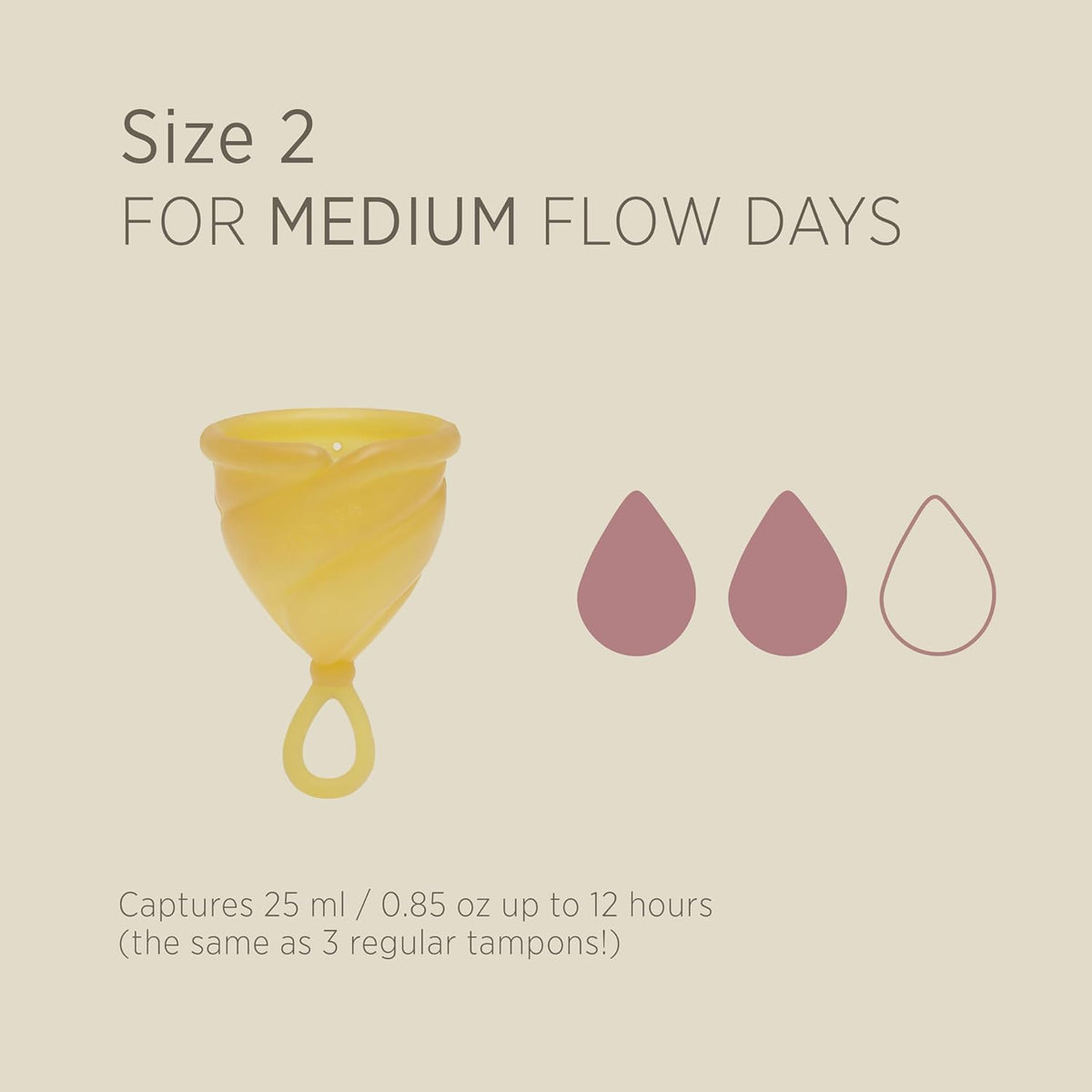 Hevea Loop Menstrual Cup Size 2 (Natural) - Made of 100% Natural Rubber - Softest Menstrual Cup, Use Up to 12 Hours