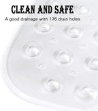 YINENN Bath and Shower Safety Mats 40x16 inch, Non Slip with Suction Cups for Bathroom Stall and Tub Floor, Extra Large and Machine Washable, Drain Holes Keep Bathtub Clean, Clear