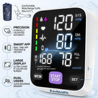 Upper Arm Blood Pressure Monitor for Home Use 17" Large & 21" XL Extra Large Cuff Big arm, Free APP Bluetooth Sync Apple Health Track Google Fit, Large Display Smart BP Machine for Seniors