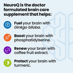 NeuroQ Memory & Focus | Formulated by Neurologist Dr. Dale Bredesen | Addresses All 4 Causes of Cognitive Decline | Ginkgo Biloba, Phosphatidylserine, Gotu Kola, Coffee Fruit, Turmeric & Propolis