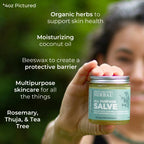 Ora's Amazing Herbal All Purpose Salve, Natural Healing Ointment, Tea Tree Oil Skin Balm, Comfrey Calendula Thyme Plantain, Hand Salve, Rash Cream, Dry Skin Repair, Itch Relief, 1 oz Glass Jar