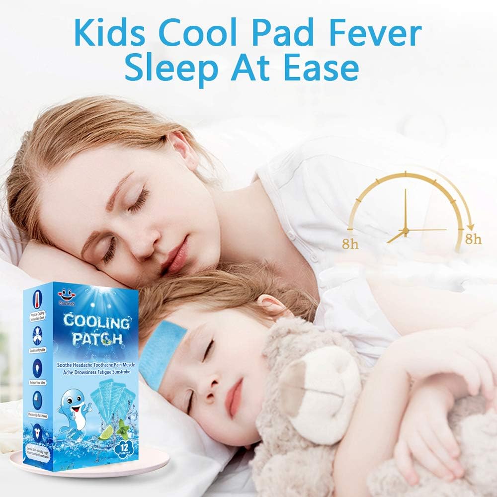 EASYEAH Cooling Patches for Fever Discomfort & Pain Relief, Pack of 12
