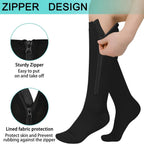 Athbavib 2 Pairs Zipper Compression Socks, 15-20 mmHg Closed Toe Compression Stocking with Zipper for Women and Men