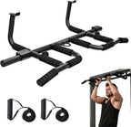 HANZO Doorway Pull Up Bar Set with Suspension Straps – Multi-Grip Chin Up Bar for Home Gym – No Screws, Strength Training Workout Bar, Door Gym Pullup Bar