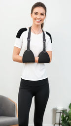 Adjustable Arm Support Sling for Rotator Cuff, Subluxation, & Post-Surgery Recovery - Comfortable & Durable Black Brace