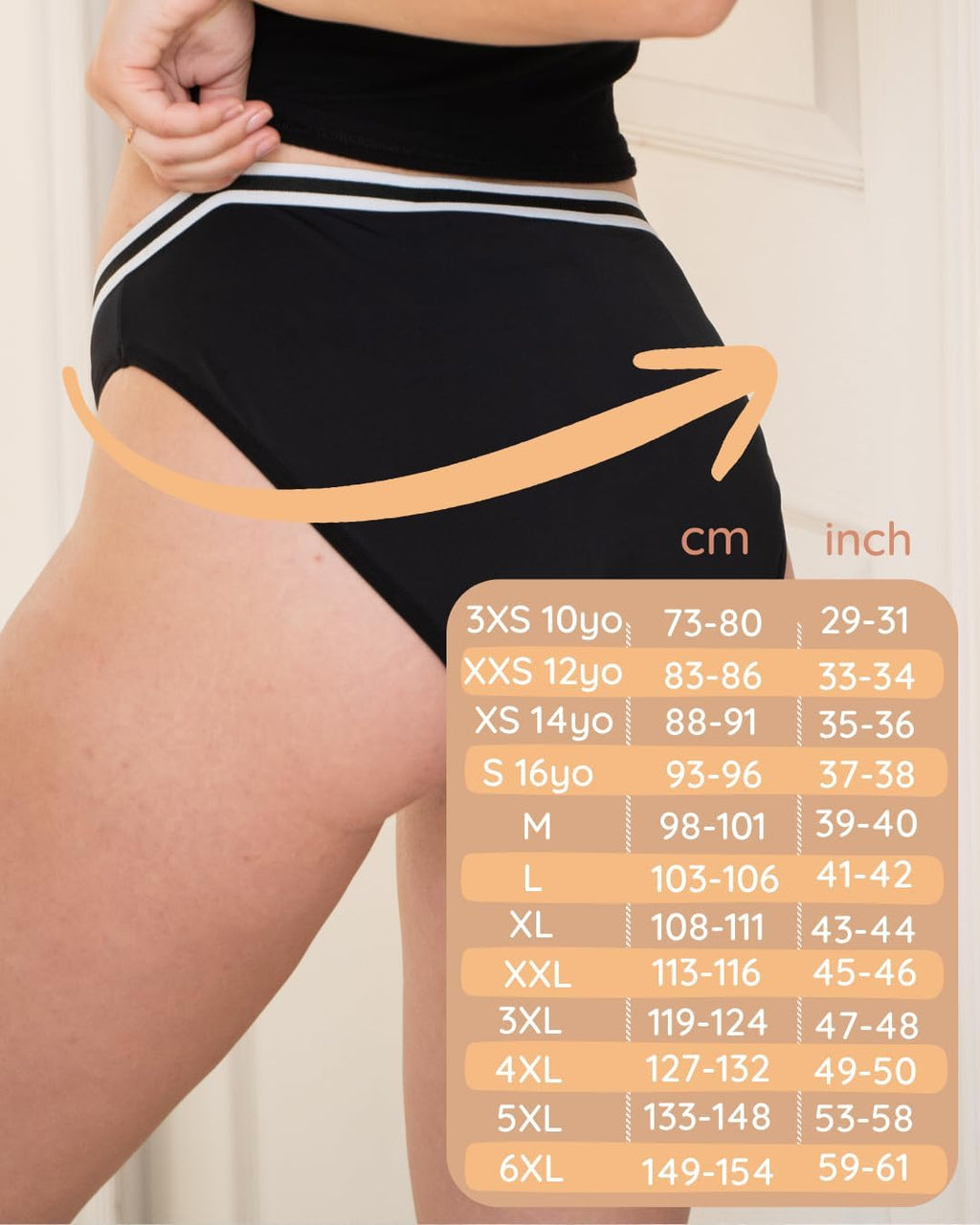 NoBlood - Super Absorbent Menstrual Panties XXS-6XL Cotton Comfortable and Washable | Abundant Flow | Menstrual Panties | Period Briefs Boxer Shorty Ruler