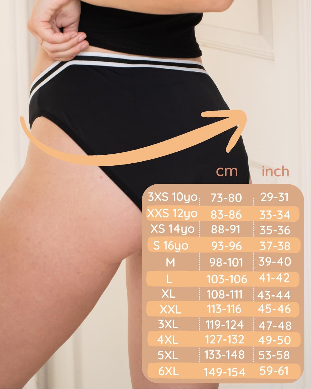 NoBlood - Super Absorbent Menstrual Panties XXS-6XL Cotton Comfortable and Washable | Abundant Flow | Menstrual Panties | Period Briefs Boxer Shorty Ruler