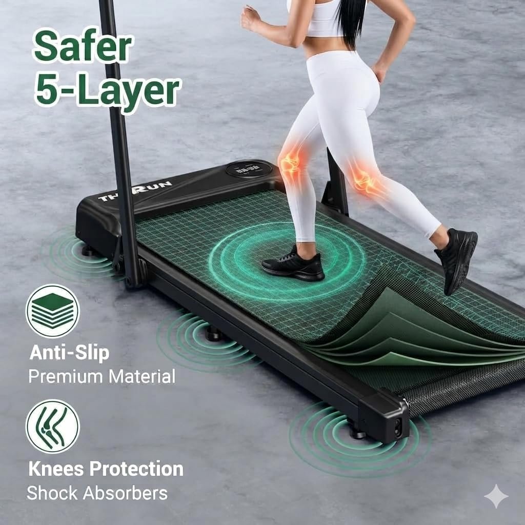 THERUN Walking Pad with Handle Bar, Compact Under Desk Portable Treadmill