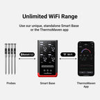 ThermoMaven WiFi Wireless Meat Thermometer, 4 Probes, Smart Base, 6 Sensors | Unlimted Monitor Range via APP, Commercial-Grade NIST Certified Accuracy, for Restaurant Kitchen, BBQ/Grill/Oven