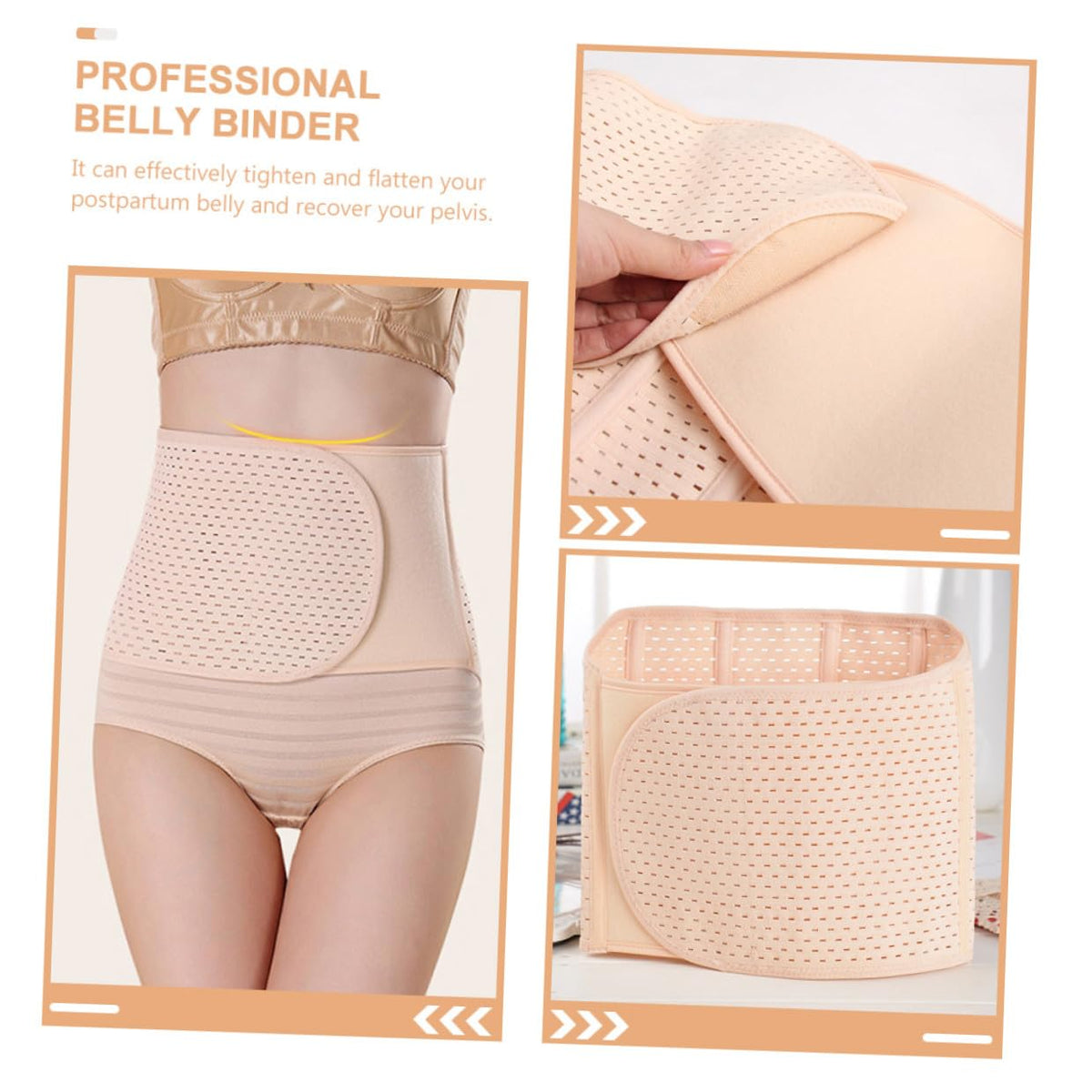 SUPVOX Belly Recovery Belts Workout Slimming Belly Bands for Women Premium Breathable Fabric Postpartum Support Abdominal Compression 95X23Cm Beige