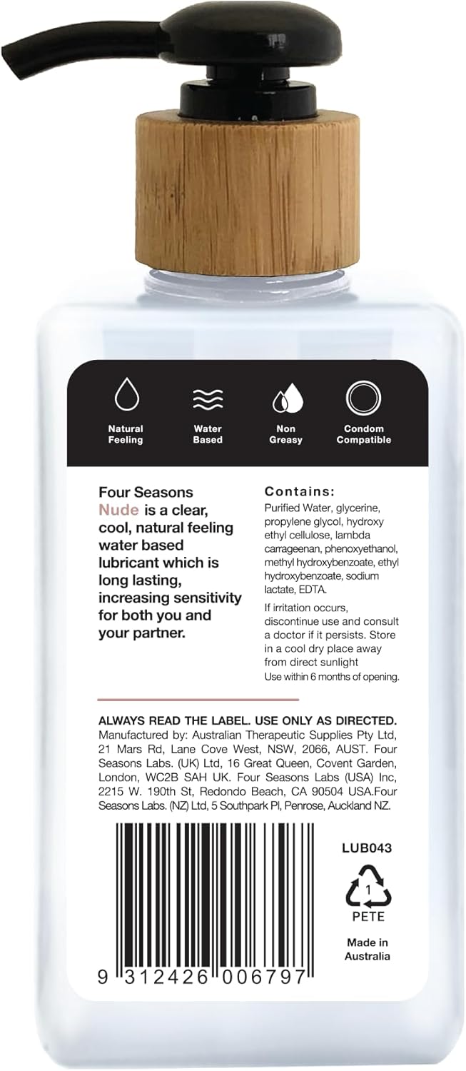 Four Seasons Nude Water Based Lubricant, 200 milliliters